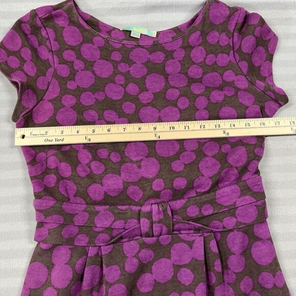 Boden Dress Womens US 10 Purple Brown Polka Dot Short Sleeve Belted Knee Length - Picture 5 of 6